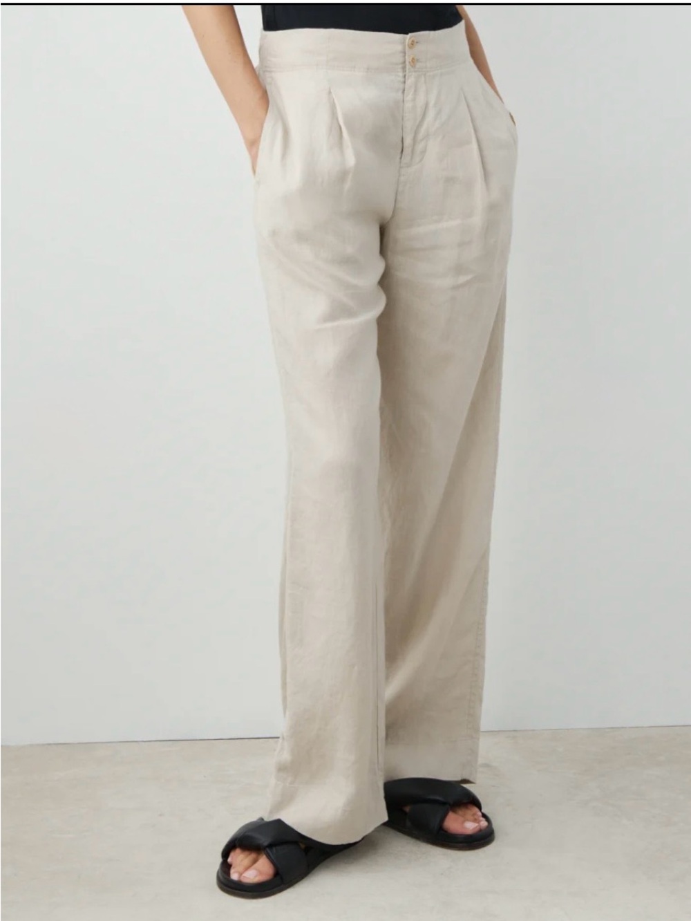 AYR The Supremo Wide Leg Irish Linen Pants in Sand